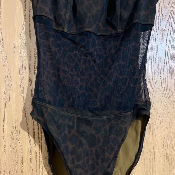 Sunflair Jutta Friemann Made in Germany Mesh Leopard Print 1-Piece Swimsuit Sz-S - Picture 3 of 6